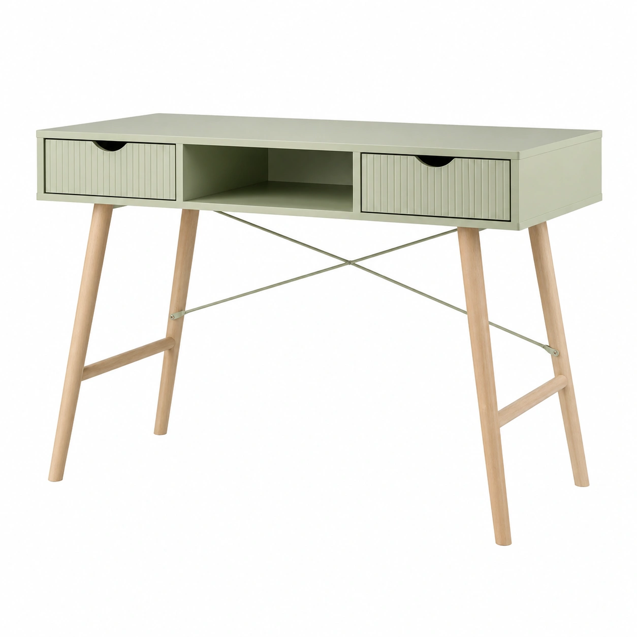 Escritorio moderno con cajones y estructura escandinava 120 cm Verde oliva-cartsiro