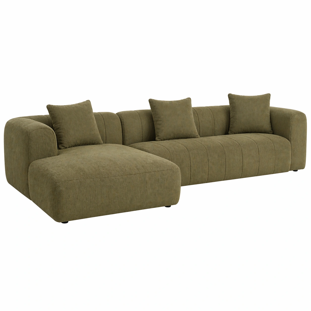 Sofá modular de 3 plazas con chaise longue estilo contemporáneo en verde oliva oscuro-cartsiro
