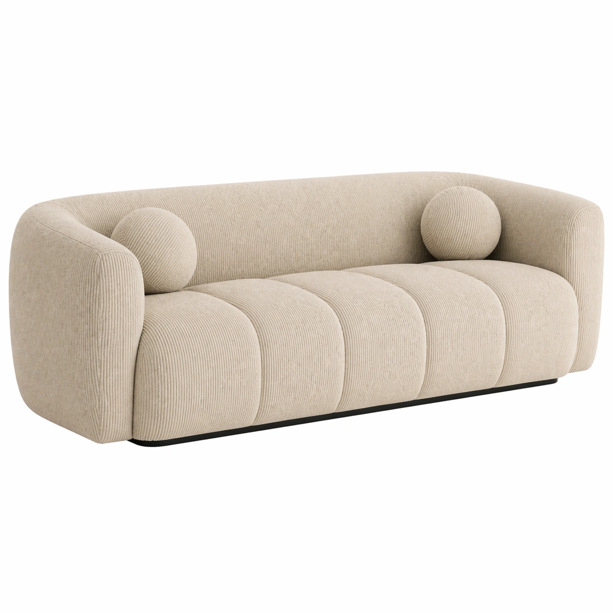 Sofá Curvo de 2 Plazas en Tela Acanalada con Dise?o Contemporáneo y Base Baja-cartsiro