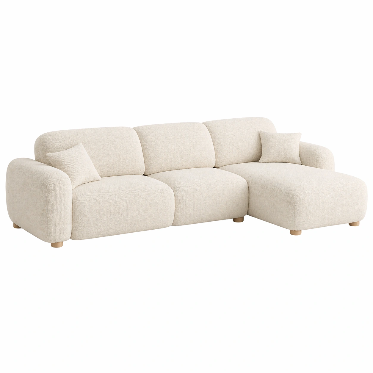 Sofá modular en L de 3 plazas con chaise longue dise?o orgánico de formas redondeadas-cartsiro