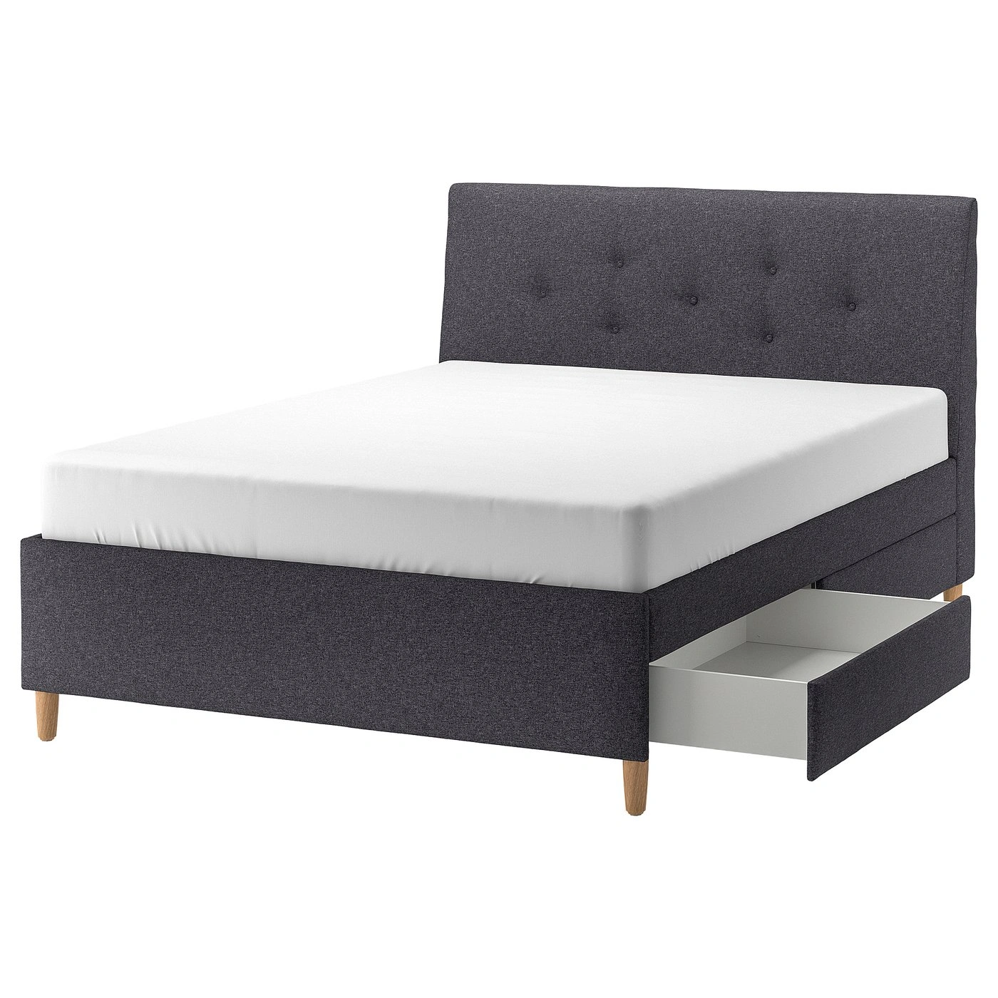 Cama tapizada con almacenamiento gris oscuro 160x200 cm-cartsiro