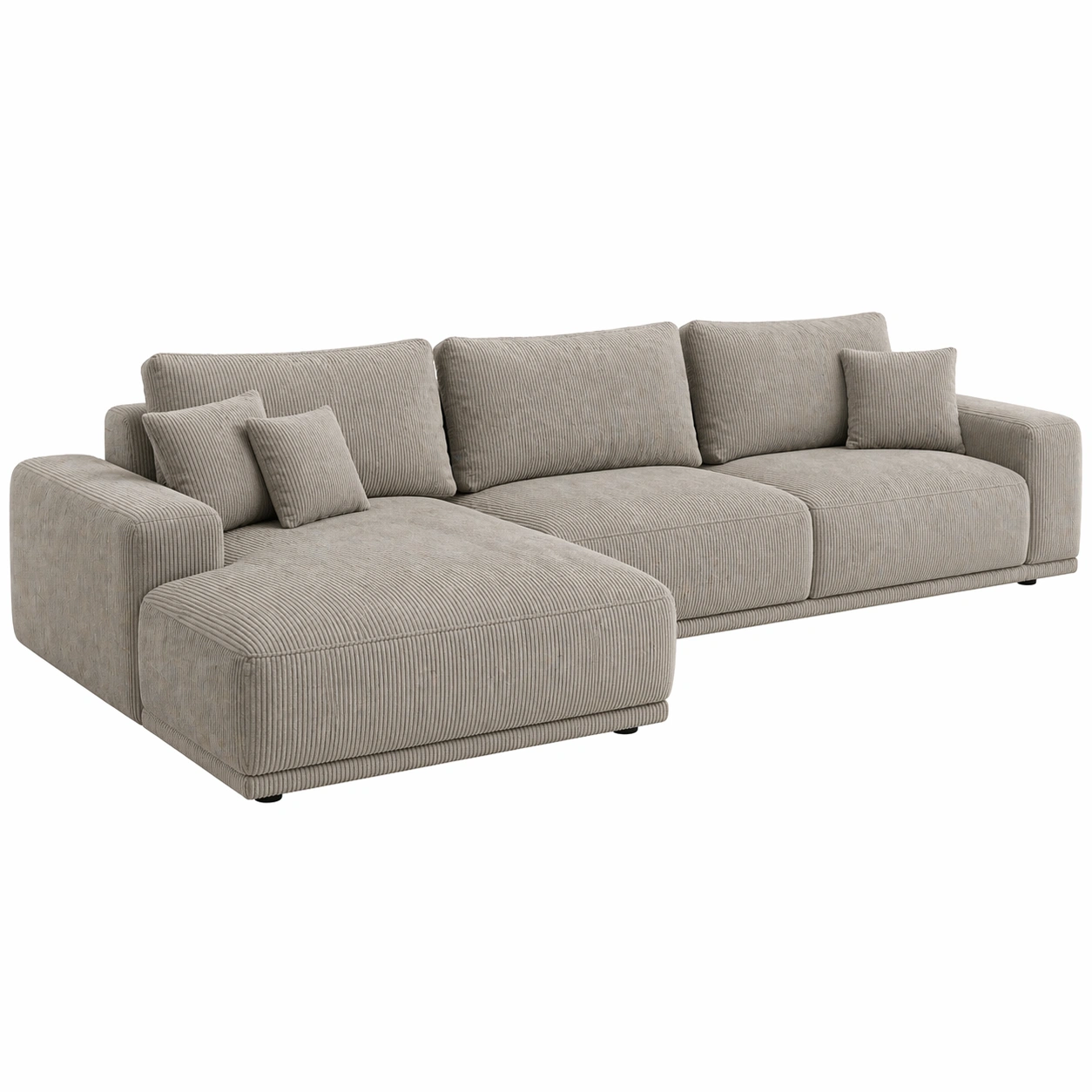 Sofá modular de 3 plazas con chaise longue en tejido acanalado gris topo-buylirae