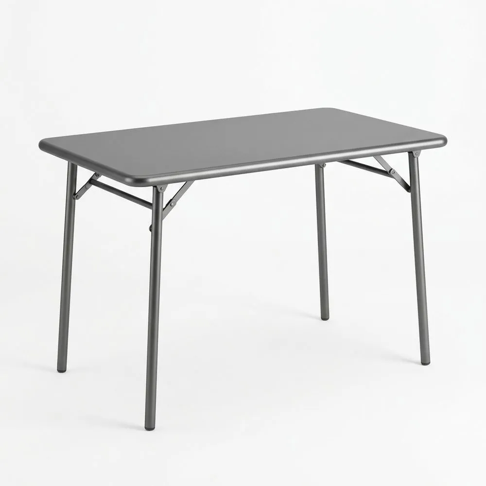 Mesa plegable rectangular de acero y MDF gris 120x60x75 (longitud x anchura x altura) cm
