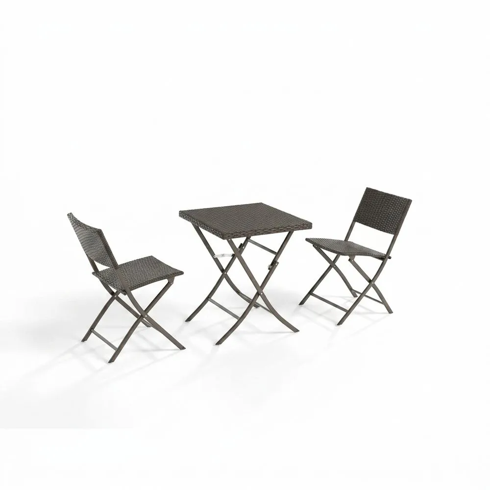 Conjunto Plegable de Mesa y Sillas de Ratán Sintético para Exterior Marrón 60(ancho) cm