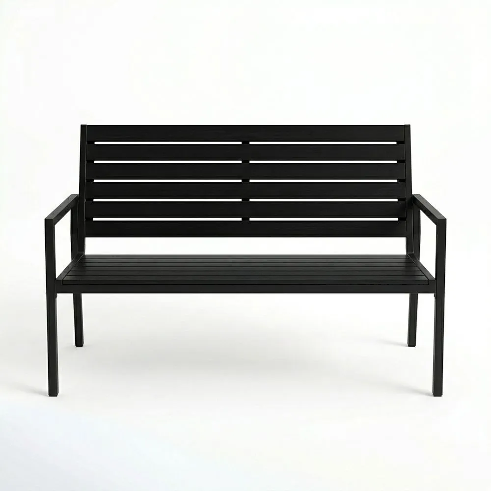 Banco de aluminio negro 120x55x80 (largo x ancho x alto) cm