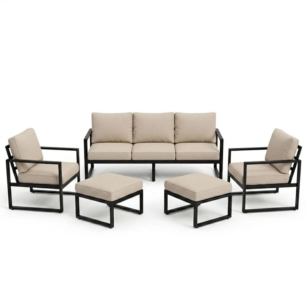 Conjunto de Muebles de Jardín en Aluminio y Cojines de Beige