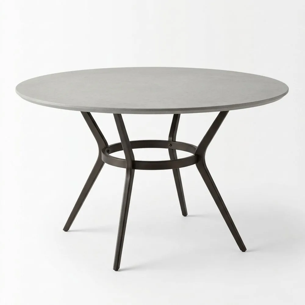 Mesa redonda de cemento y acero gris 120 (diámetro) cm
