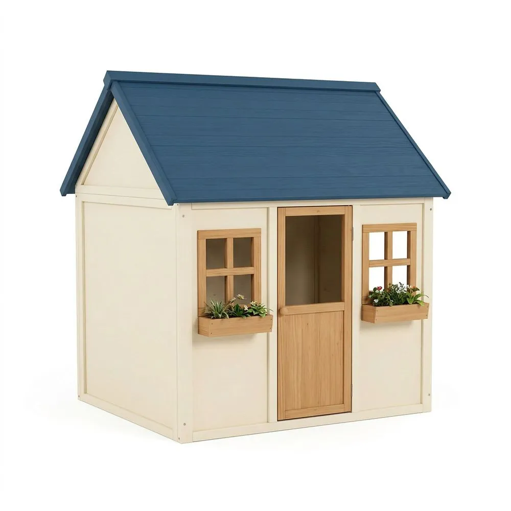 Casa de Juegos Infantil de Madera de pino y plástico PP Azul y Blanco