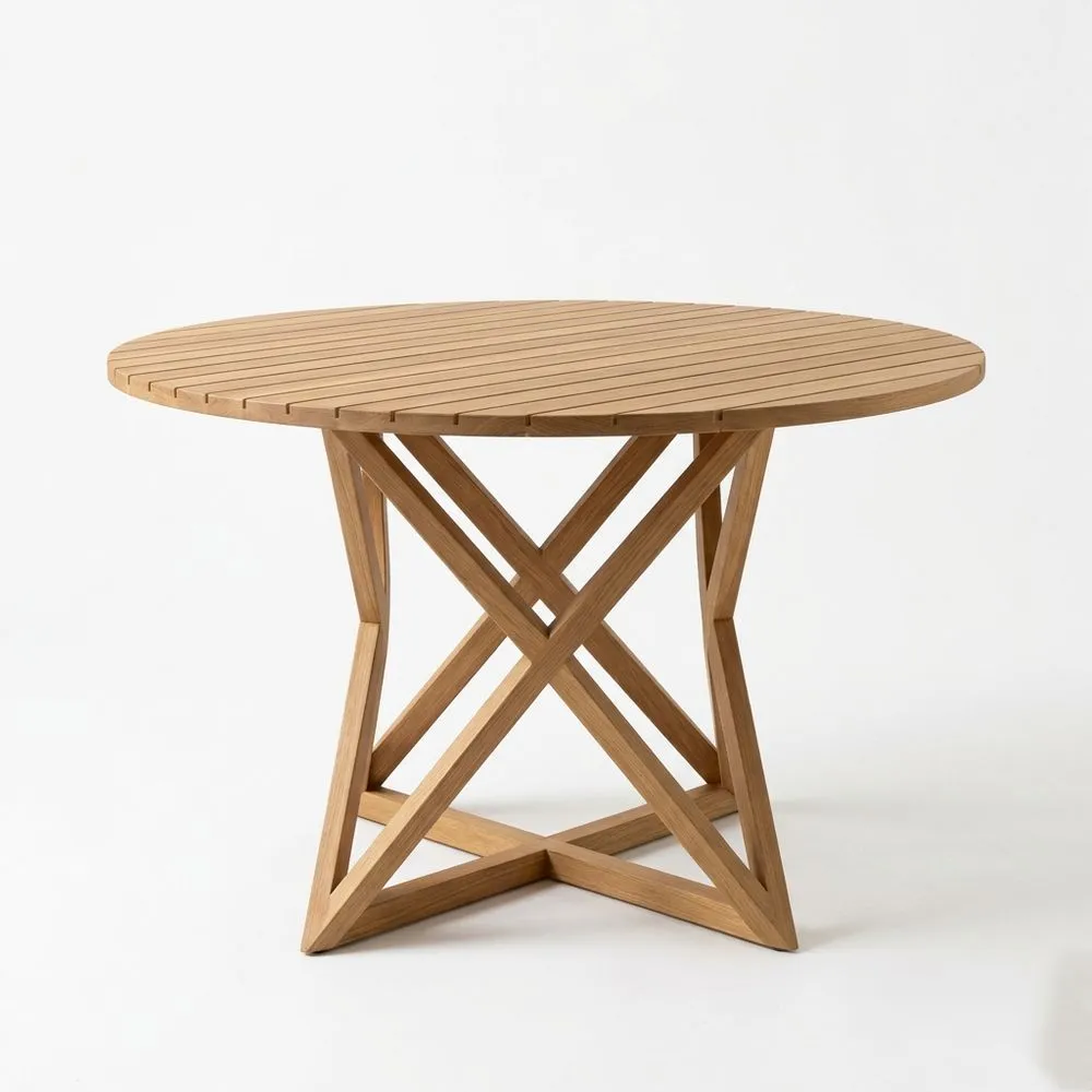 Mesa de Comedor Redonda de Madera de Teca