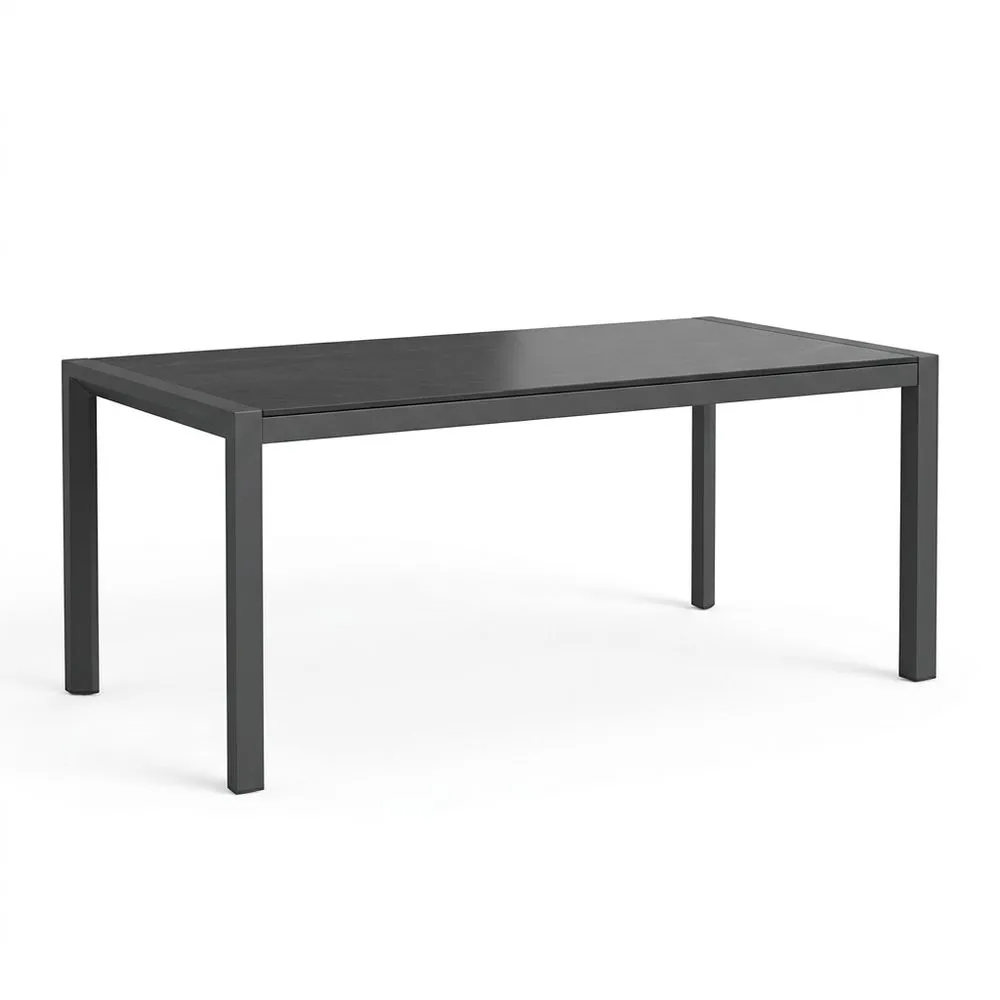 Mesa de comedor de MDF y acero negro 180x90x75 (largo x ancho x alto) cm