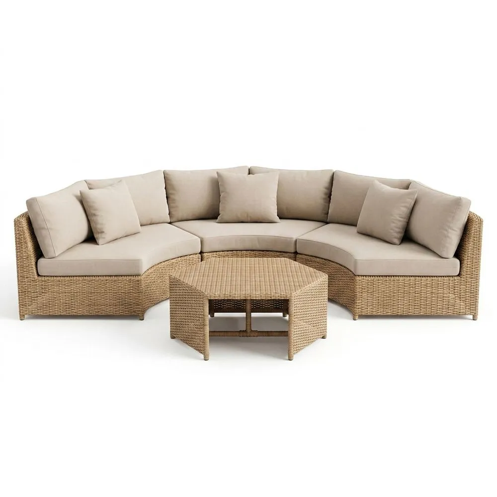 Set de sofá modular de ratán sintético beige exterior