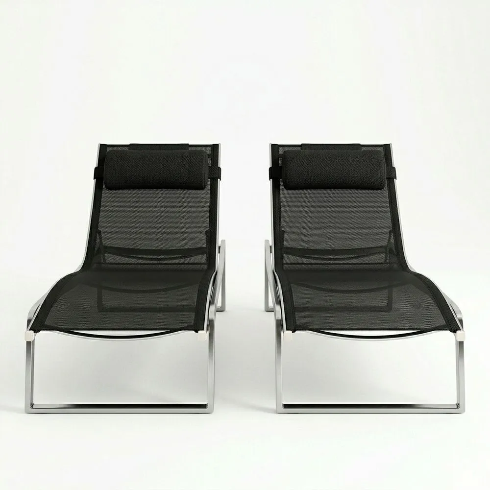 Juego de 2 tumbonas de acero inoxidable y textileno ajustables