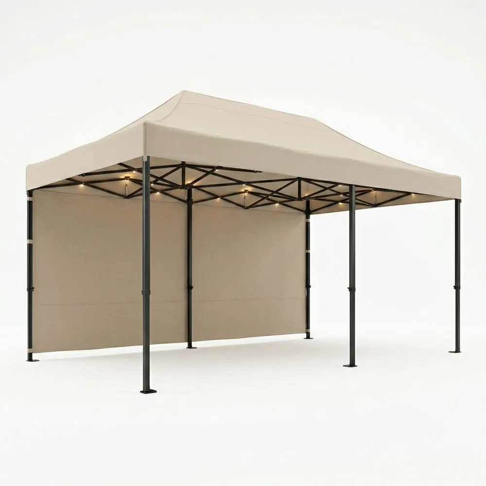 Carpa plegable de aluminio y poliéster 3x6 (largo x ancho) m Beige