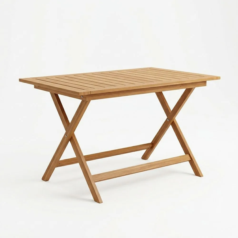 Mesa plegable de madera de acacia marrón 120x70x75 (largo x ancho x alto) cm