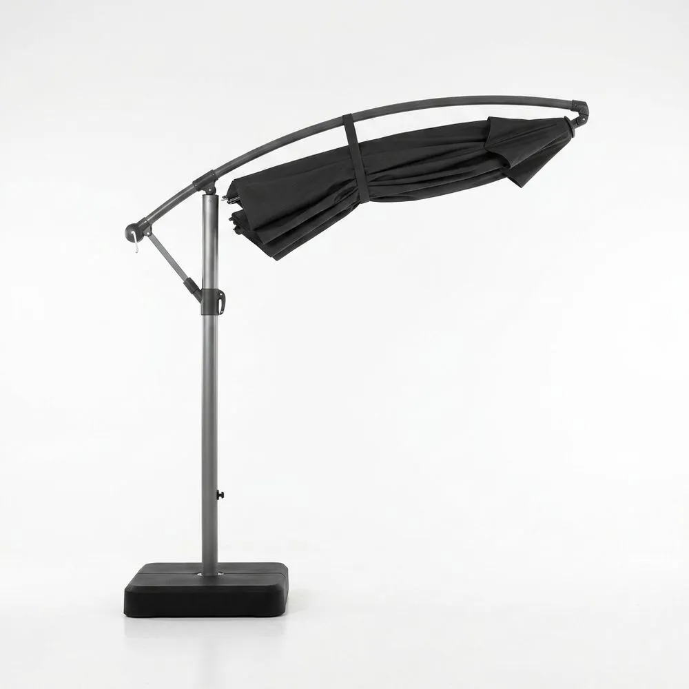 Parasol Colgante Redondo de Acero y Poliéster Negro 300 cm