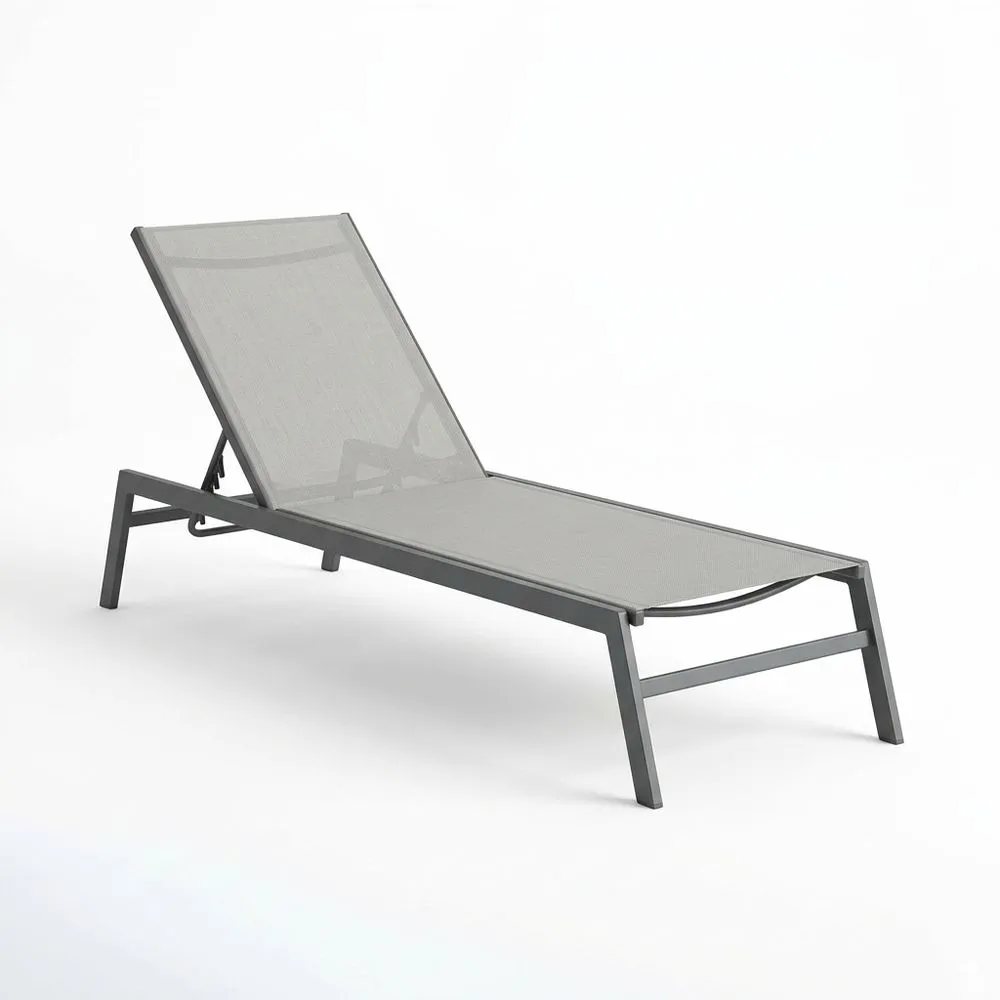 Tumbona de aluminio y textilene gris ajustable para exterior