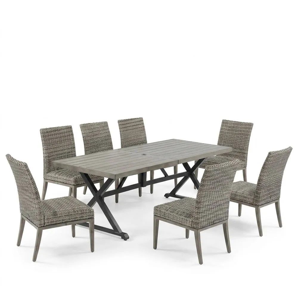 Juego de Mesa y Sillas de Jardín de Aluminio y Ratán Sintético Gris