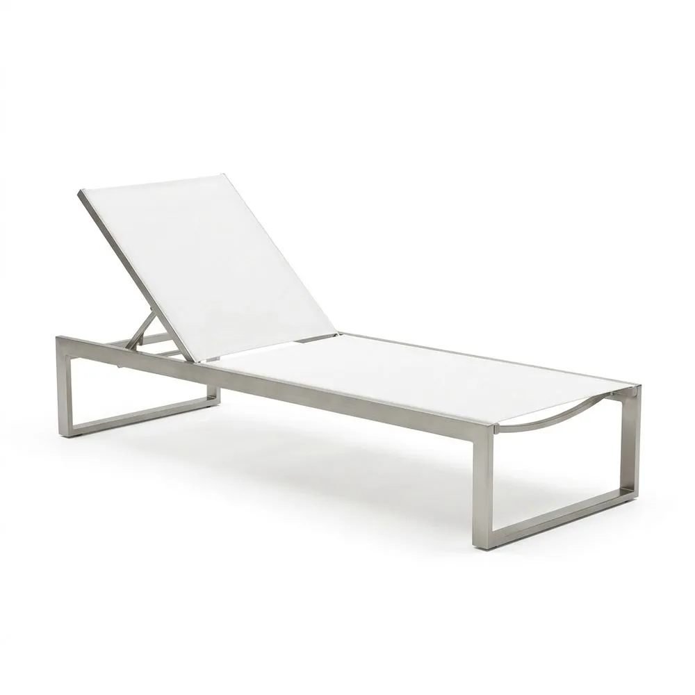 Tumbona de Acero inoxidable y Textilene Blanco 200 (largo) cm