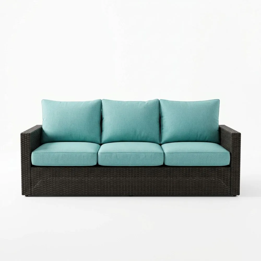 Sofá de Ratán Sintético Exterior Azul