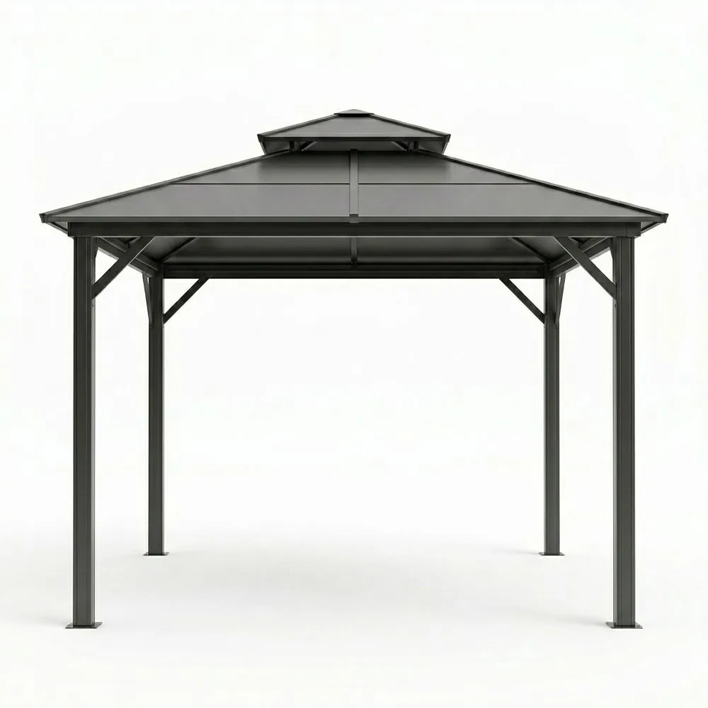 Pabellón de Acero Galvanizado Gris con Techo de Policarbonato 300x300 (ancho x profundidad) cm