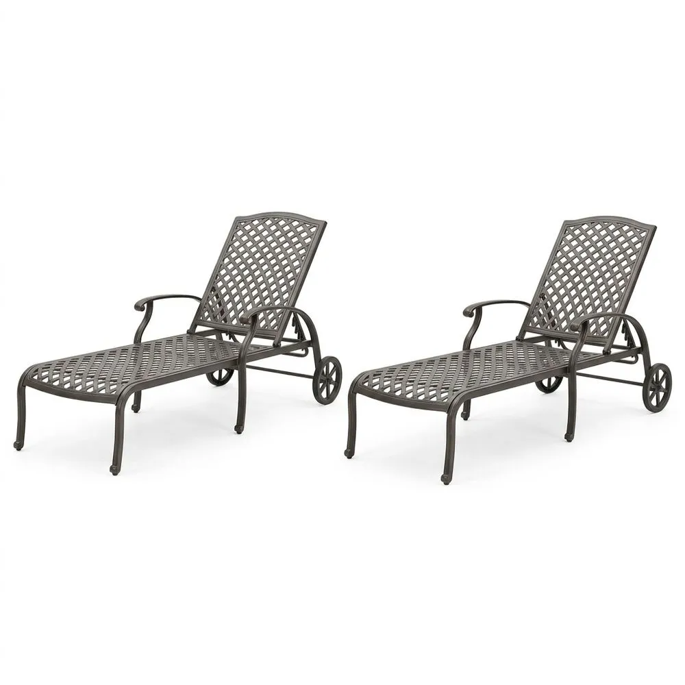 Set de 2 tumbonas ajustables de aluminio con ruedas