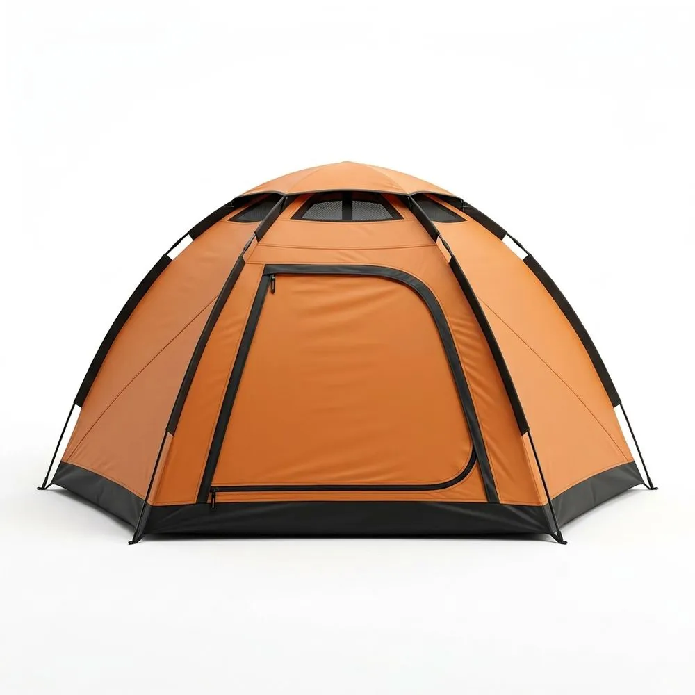 Tienda de campamento de poliéster naranja para 3-4 personas