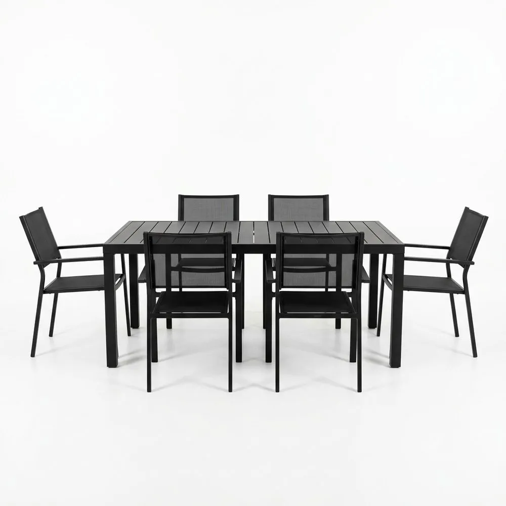 Conjunto de Mesa y Sillas de Jardín de Aluminio Negro