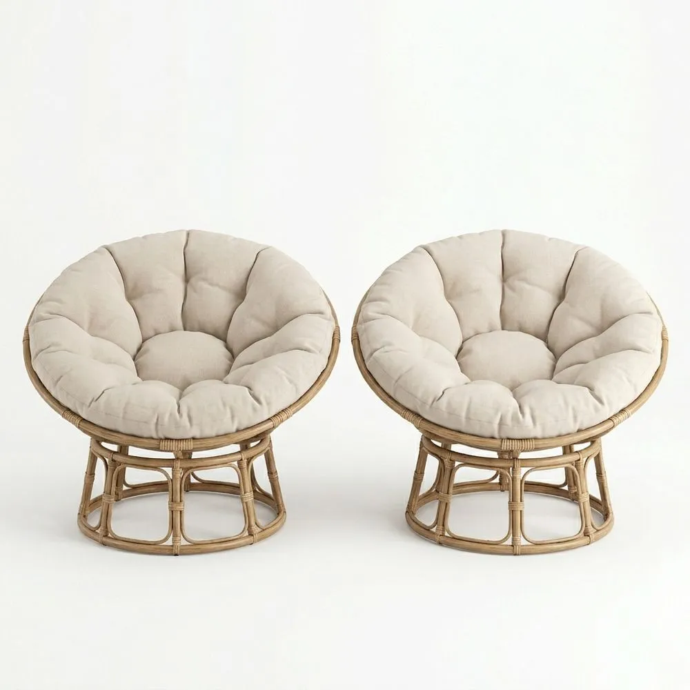 Sillones de Ratán con Cojín de Poliéster Beige 2 Piezas