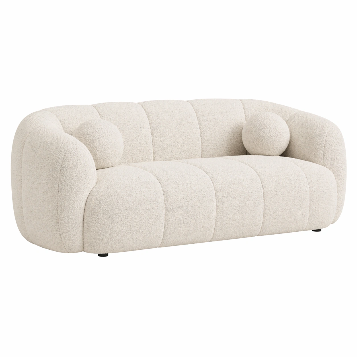 3-Seater Curved Sofa in Bouclé Fabric with Wraparound Design and Modern Style