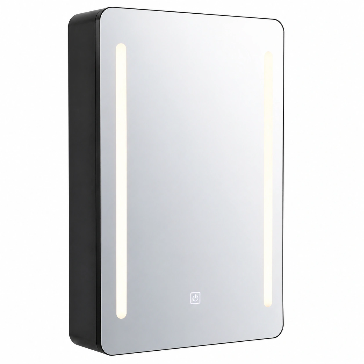 Modern Wall-Mounted LED Bathroom Cabinet with Mirror, 60x40 cm, White, with Touch Lighting