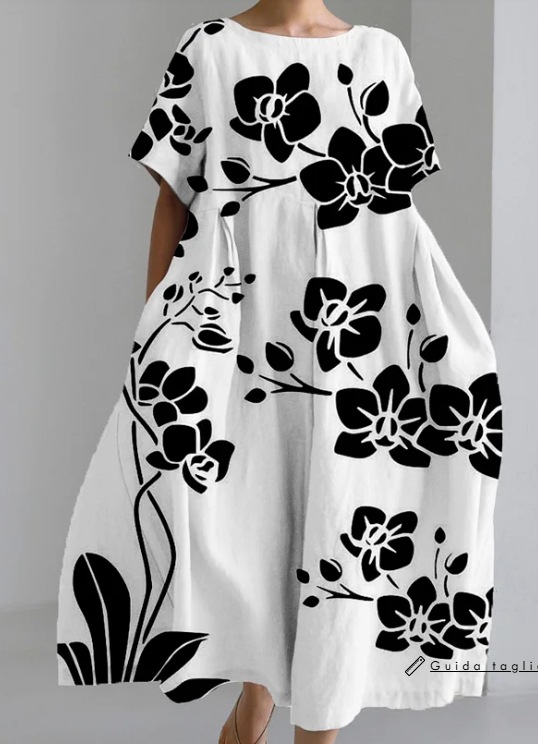 New summer loose-fitting round neck fashion printed dress