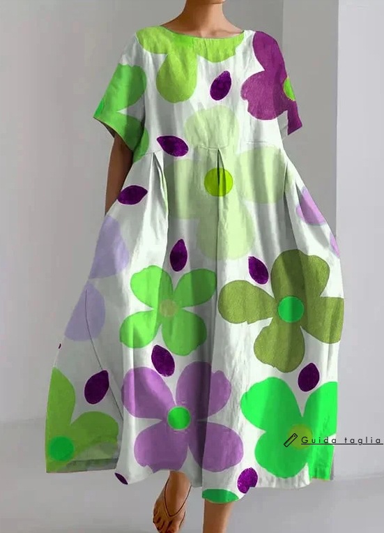 New summer loose-fitting round neck fashion printed dress