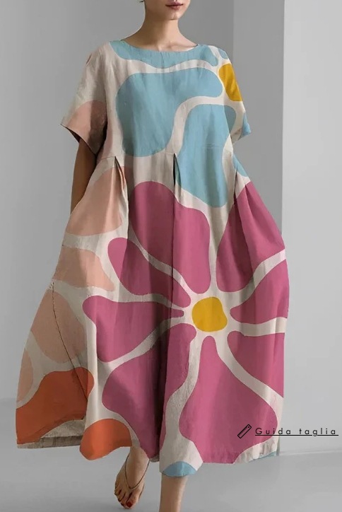 New summer loose-fitting round neck fashion printed dress