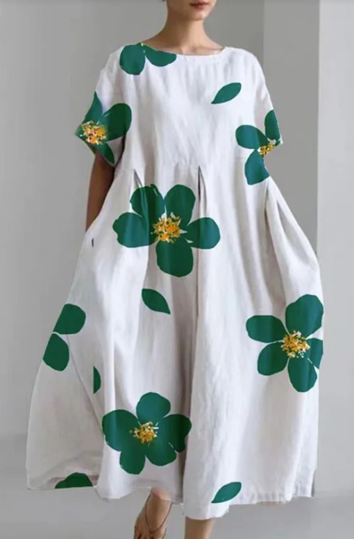 New summer loose-fitting round neck fashion printed dress