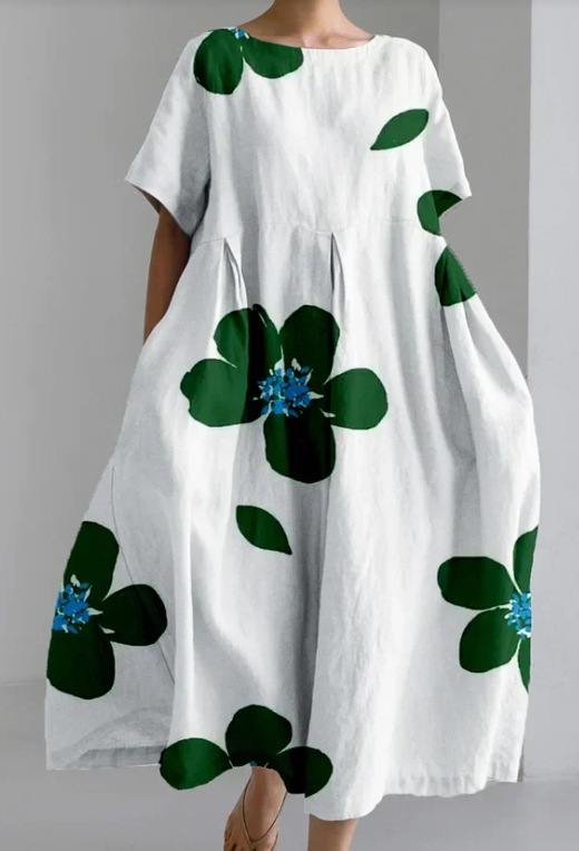 New summer loose-fitting round neck fashion printed dress