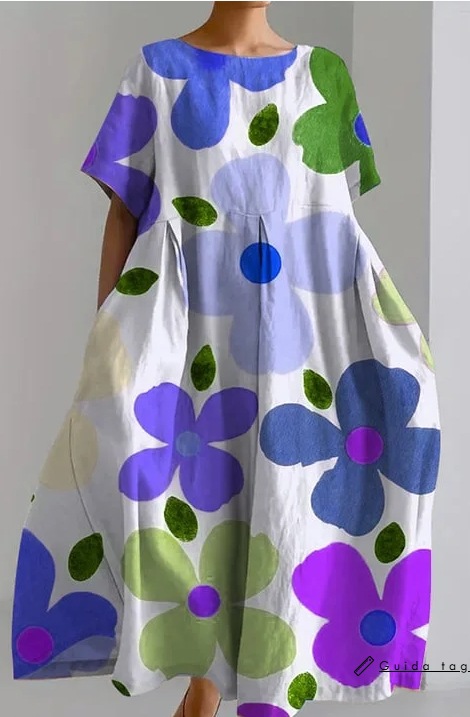 New summer loose-fitting round neck fashion printed dress