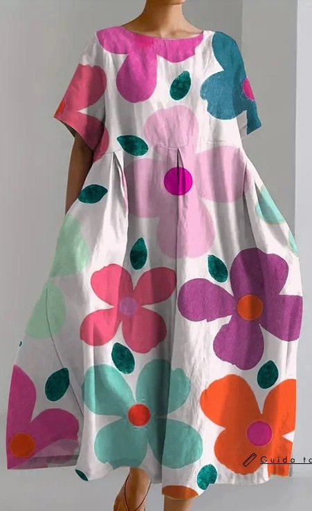 New summer loose-fitting round neck fashion printed dress