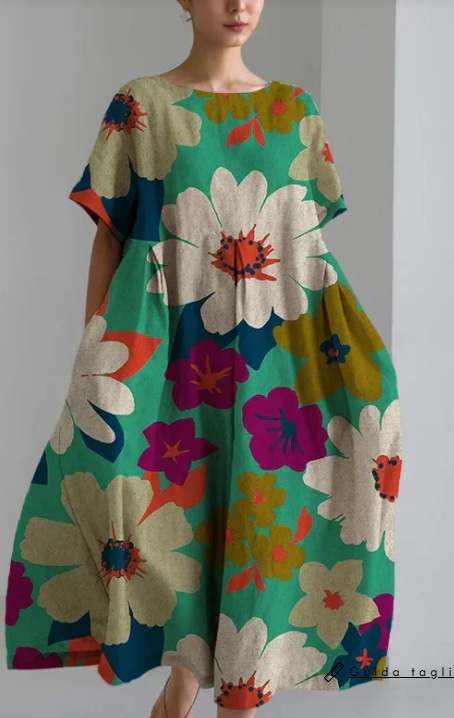 New summer loose-fitting round neck fashion printed dress