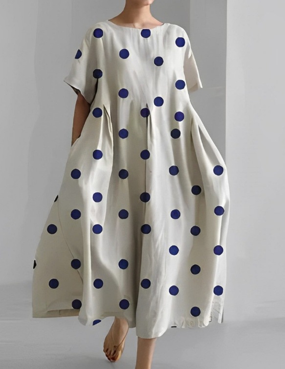 New summer loose-fitting round neck fashion printed dress