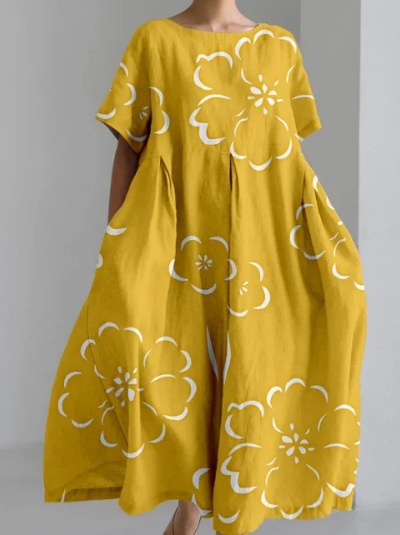 New summer loose-fitting round neck fashion printed dress