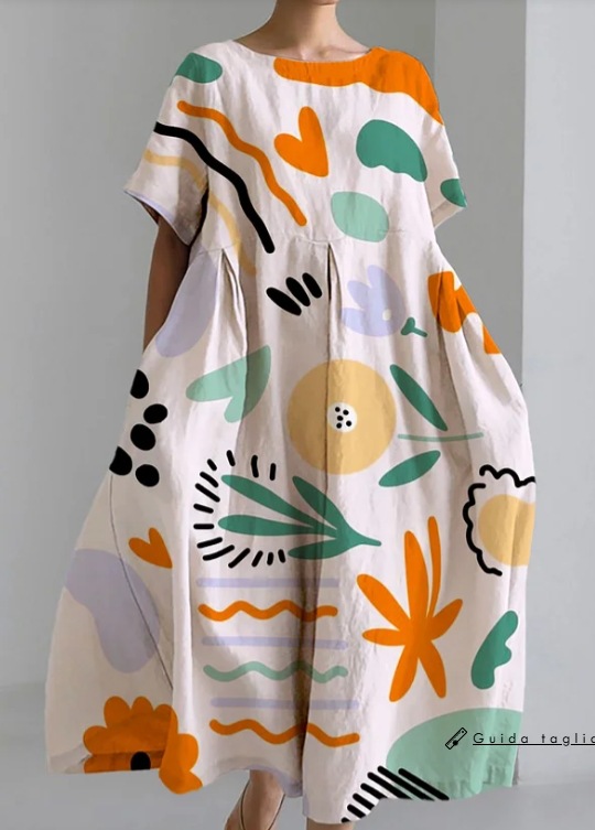New summer loose-fitting round neck fashion printed dress