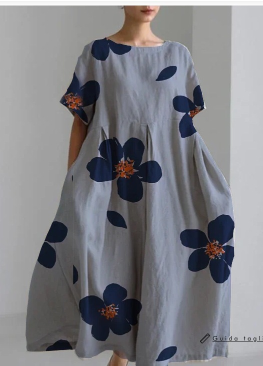 New summer loose-fitting round neck fashion printed dress