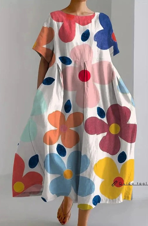 New summer loose-fitting round neck fashion printed dress