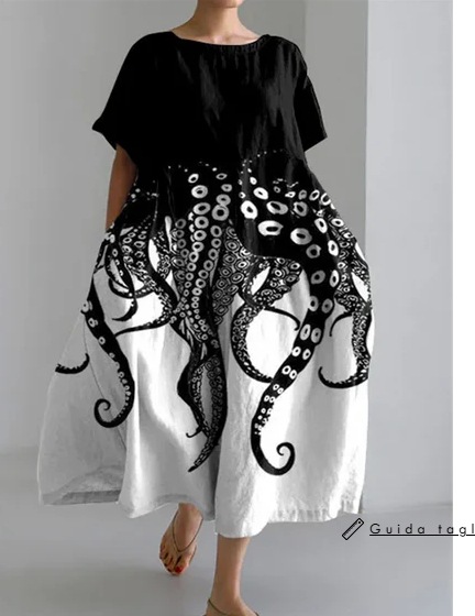 New summer loose-fitting round neck fashion printed dress
