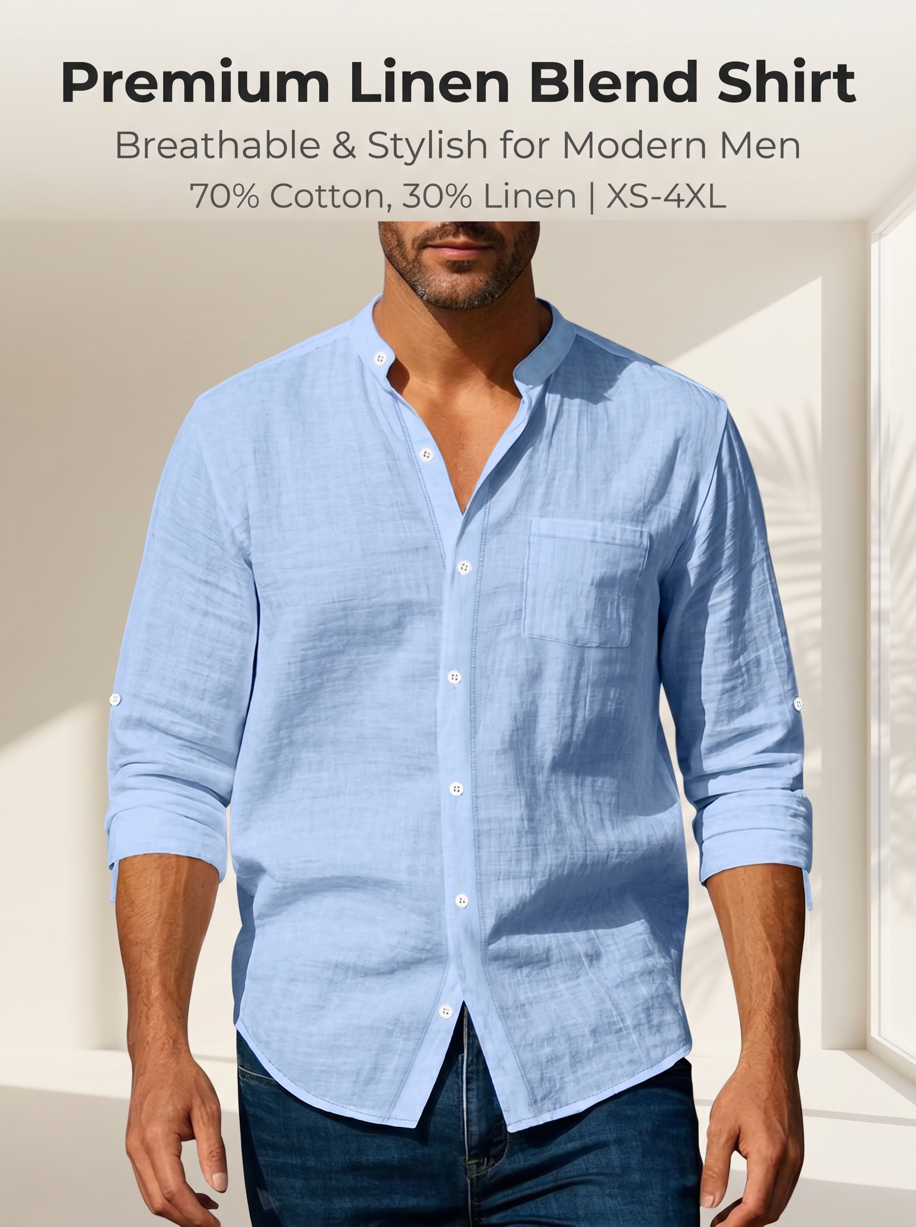 2026 New Arrival: Breathable Casual Stand-Collar Shirt with Pockets