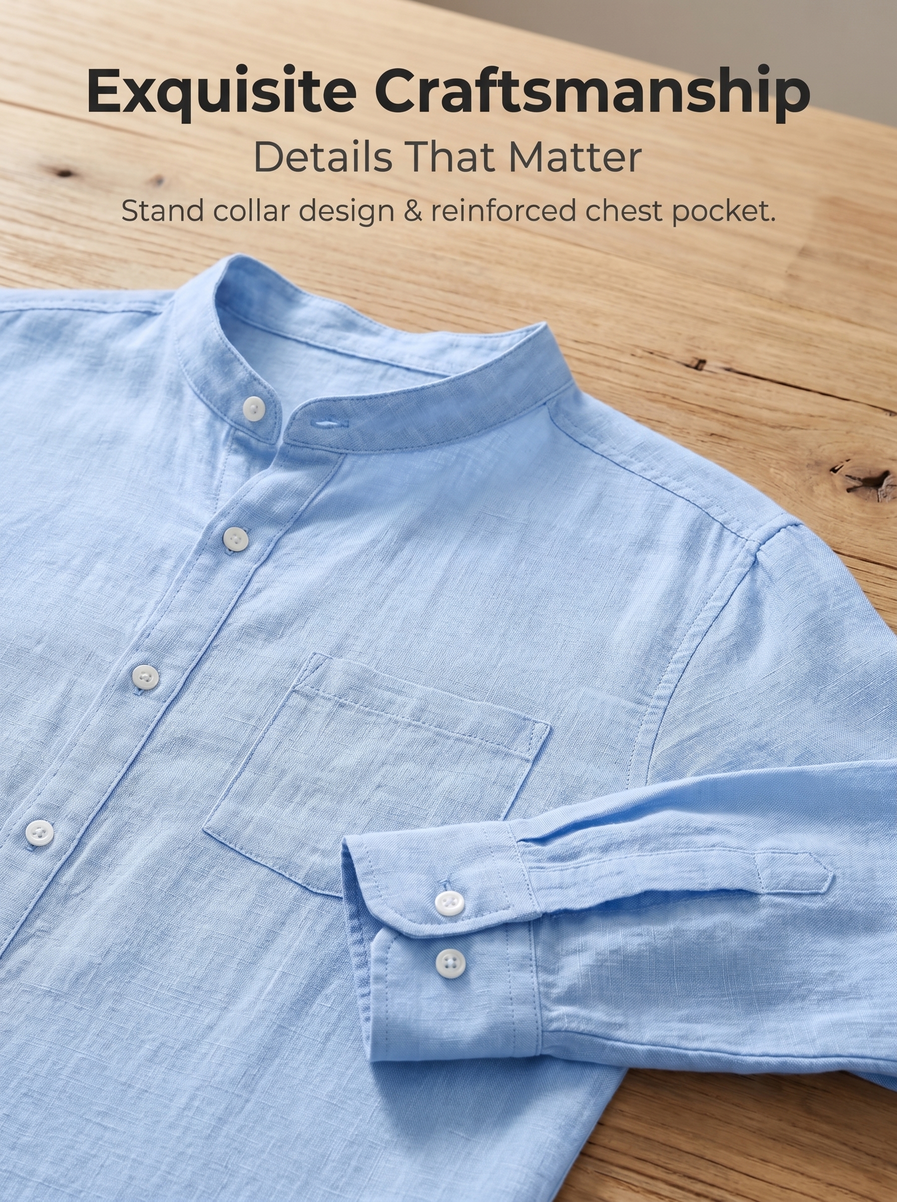 2026 New Arrival: Breathable Casual Stand-Collar Shirt with Pockets