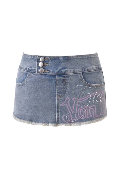 I.AM.GIA X VON DUTCH SYNDRA DENIM MINI SKORT - LIGHT WASH DENIM