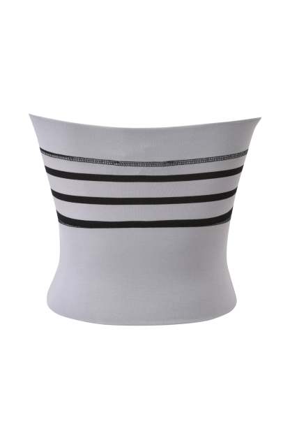 BLARE ZIP BOOB TUBE - GREY AND BLACK STRIPE