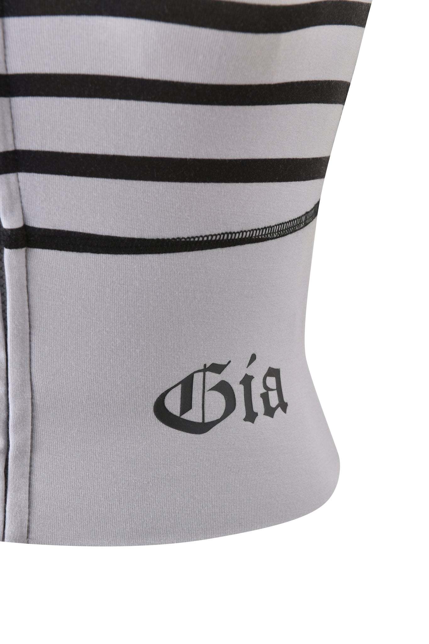 BLARE ZIP BOOB TUBE - GREY AND BLACK STRIPE