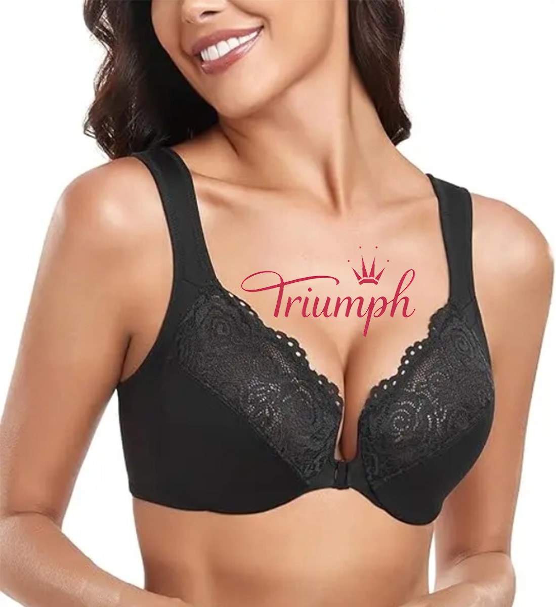 Triumph❣️ (4 броя) Удобен дантелен сутиен с големи размери и флорална бродерия [65A-120H].